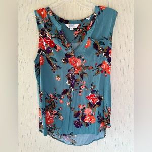Market & Spruce Blue Floral Blouse Women’s XL